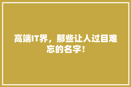 高端IT界，那些让人过目难忘的名字！