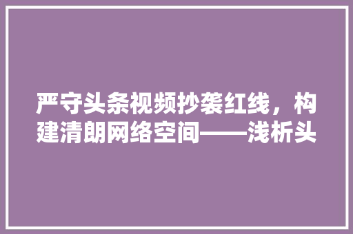 严守头条视频抄袭红线，构建清朗网络空间——浅析头条视频抄袭规则与启示 必应SEO