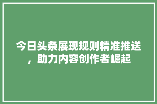 今日头条展现规则精准推送，助力内容创作者崛起