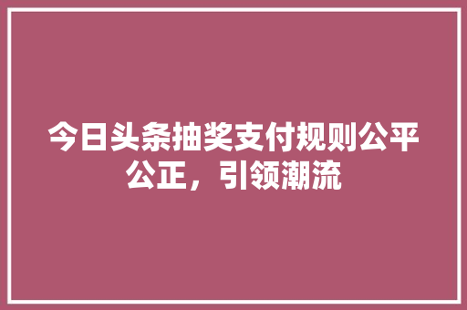 今日头条抽奖支付规则公平公正，引领潮流