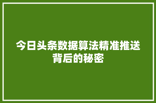 今日头条数据算法精准推送背后的秘密