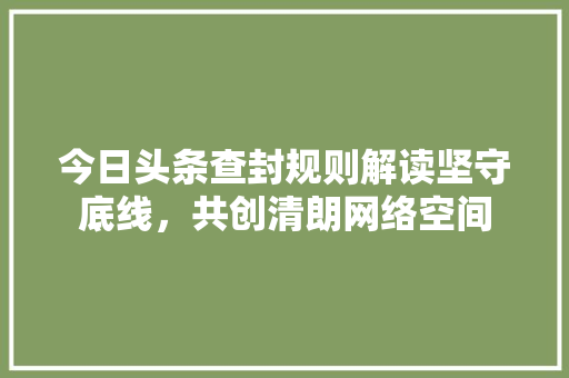 今日头条查封规则解读坚守底线，共创清朗网络空间 SEO关键词