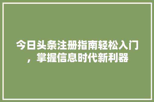 今日头条注册指南轻松入门，掌握信息时代新利器 百度SEO