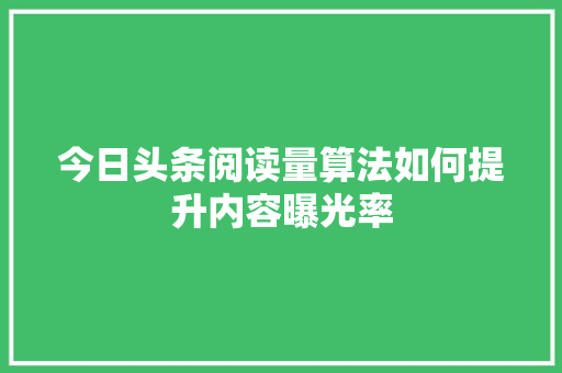 今日头条阅读量算法如何提升内容曝光率 必应SEO