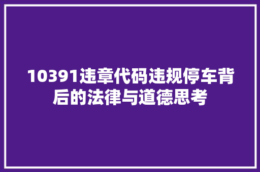 10391违章代码违规停车背后的法律与道德思考 SEO关键词