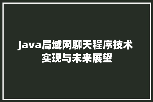 Java局域网聊天程序技术实现与未来展望 网站建设公司