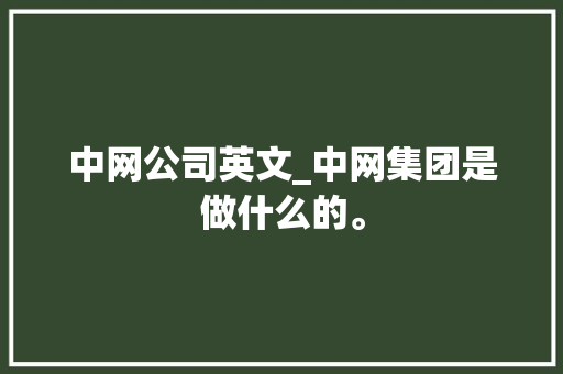 中网公司英文_中网集团是做什么的。 中网公司英文_中网集团是做什么的。 网站建设公司