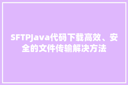 SFTPJava代码下载高效、安全的文件传输解决方法 搜狗SEO
