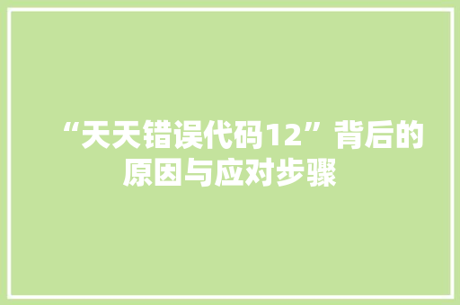 “天天错误代码12”背后的原因与应对步骤 必应SEO