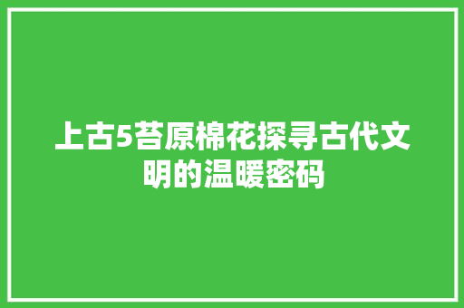 上古5苔原棉花探寻古代文明的温暖密码 必应SEO