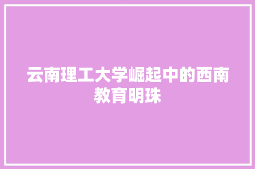 云南理工大学崛起中的西南教育明珠 网站建设公司