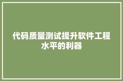 代码质量测试提升软件工程水平的利器 必应SEO