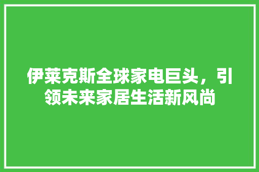 伊莱克斯全球家电巨头，引领未来家居生活新风尚 必应SEO