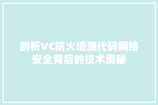 剖析VC防火墙源代码网络安全背后的技术奥秘 SEO关键词