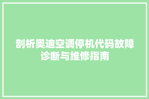 剖析奥迪空调停机代码故障诊断与维修指南 SEO关键词