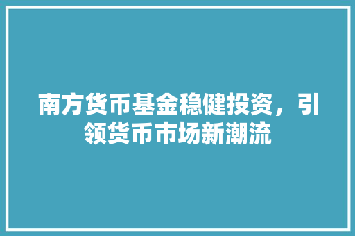 南方货币基金稳健投资，引领货币市场新潮流 SEO关键词