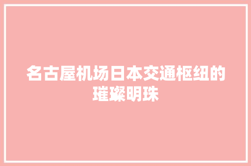 名古屋机场日本交通枢纽的璀璨明珠 必应SEO