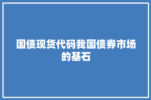 国债现货代码我国债券市场的基石