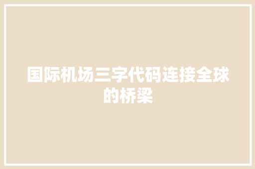 国际机场三字代码连接全球的桥梁 百度SEO