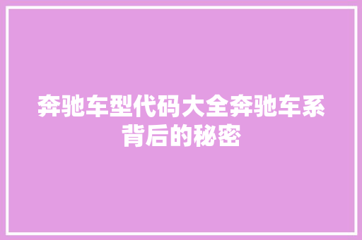 奔驰车型代码大全奔驰车系背后的秘密 必应SEO