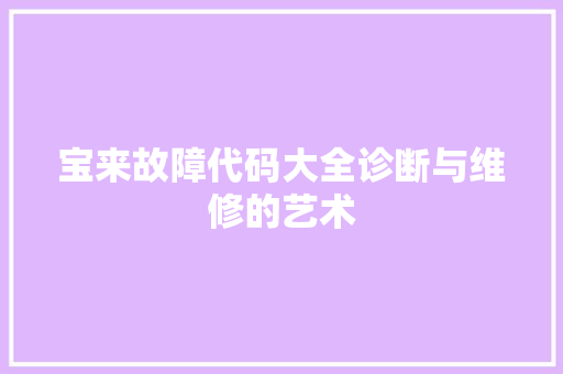 宝来故障代码大全诊断与维修的艺术 SEO关键词
