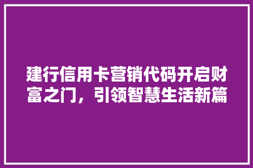 建行信用卡营销代码开启财富之门，引领智慧生活新篇章 百度SEO