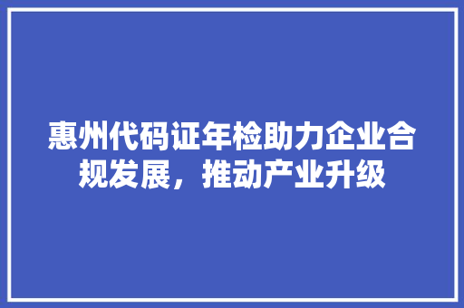 惠州代码证年检助力企业合规发展，推动产业升级 SEO关键词