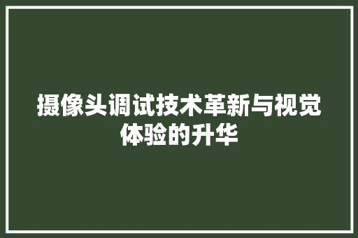 摄像头调试技术革新与视觉体验的升华
