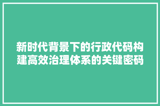 新时代背景下的行政代码构建高效治理体系的关键密码 网站建设公司