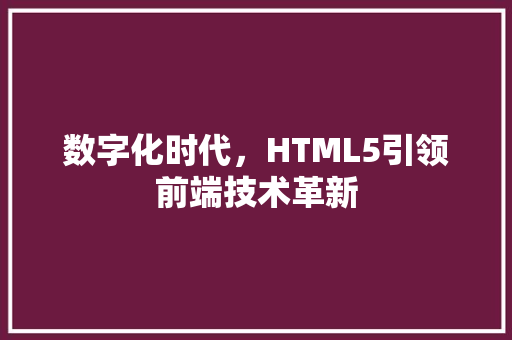 数字化时代，HTML5引领前端技术革新 网站建设公司