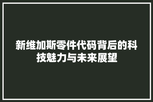 新维加斯零件代码背后的科技魅力与未来展望 网站建设公司
