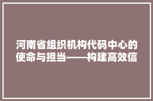 河南省组织机构代码中心的使命与担当——构建高效信息化管理体系 网站建设公司