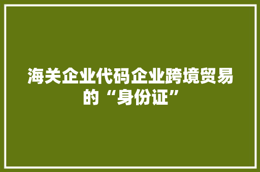 海关企业代码企业跨境贸易的“身份证” 百度SEO