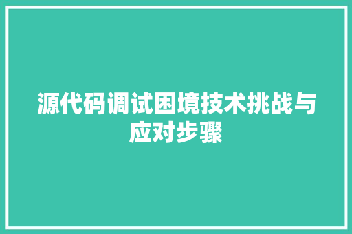 源代码调试困境技术挑战与应对步骤 网站建设公司