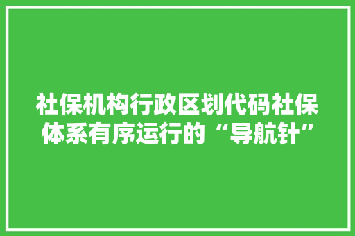 社保机构行政区划代码社保体系有序运行的“导航针” 百度SEO