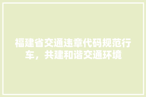 福建省交通违章代码规范行车，共建和谐交通环境 SEO关键词