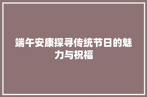 端午安康探寻传统节日的魅力与祝福 必应SEO