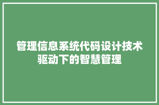 管理信息系统代码设计技术驱动下的智慧管理 百度SEO