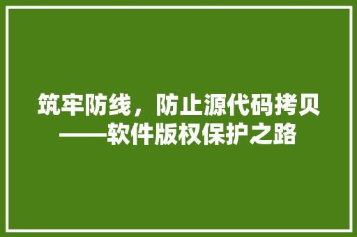筑牢防线，防止源代码拷贝——软件版权保护之路 搜狗SEO