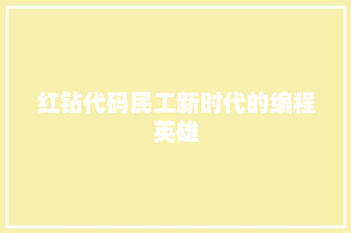 红钻代码民工新时代的编程英雄 必应SEO