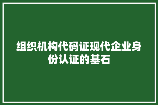 组织机构代码证现代企业身份认证的基石 网站建设公司