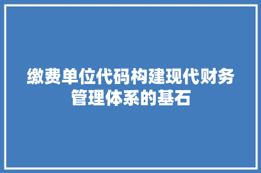 缴费单位代码构建现代财务管理体系的基石 百度SEO