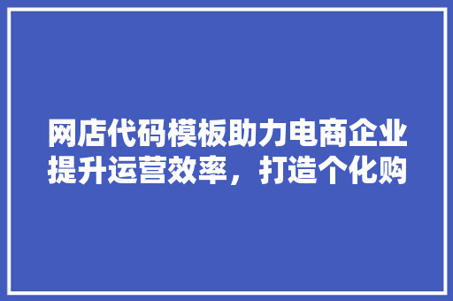 网店代码模板助力电商企业提升运营效率，打造个化购物体验