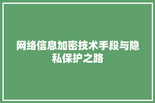 网络信息加密技术手段与隐私保护之路 SEO关键词