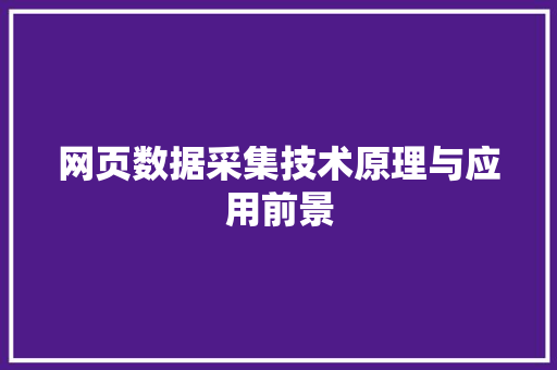 网页数据采集技术原理与应用前景 网站建设公司