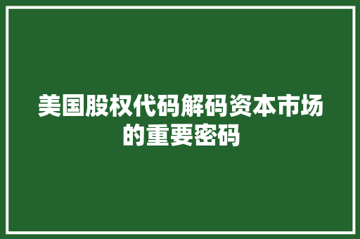 美国股权代码解码资本市场的重要密码 SEO关键词