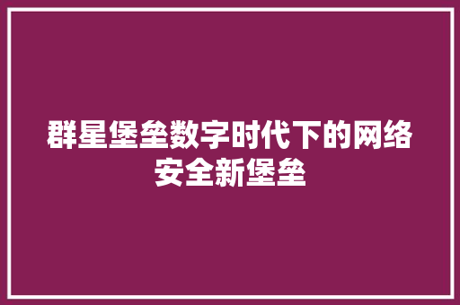 群星堡垒数字时代下的网络安全新堡垒
