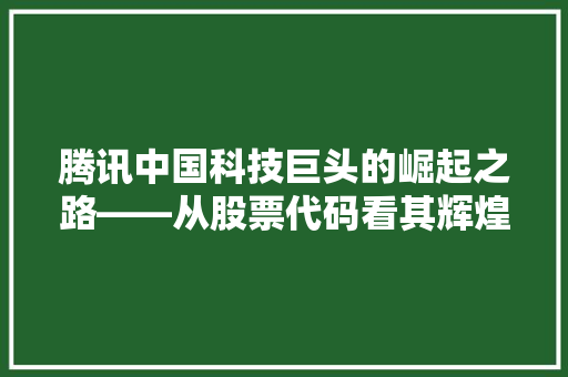 腾讯中国科技巨头的崛起之路——从股票代码看其辉煌历程 SEO关键词