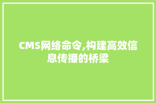 CMS网络命令,构建高效信息传播的桥梁 SEO关键词