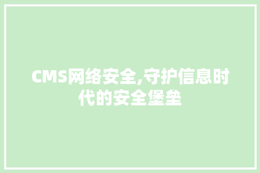 CMS网络安全,守护信息时代的安全堡垒 SEO关键词